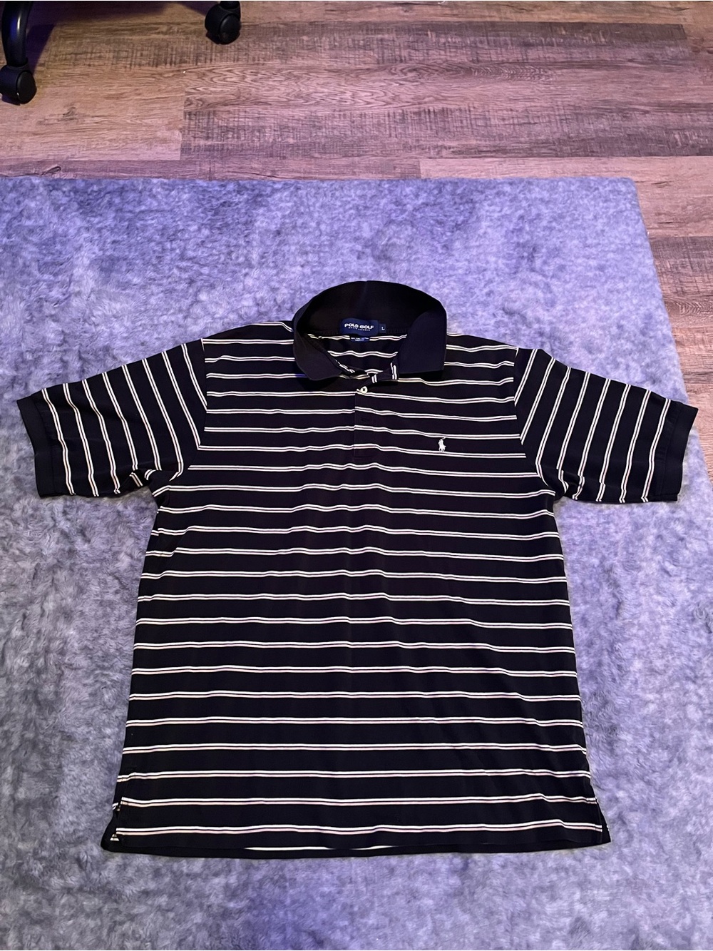 Polo golf by Ralph Lauren Black and White Striped Polo Shirt